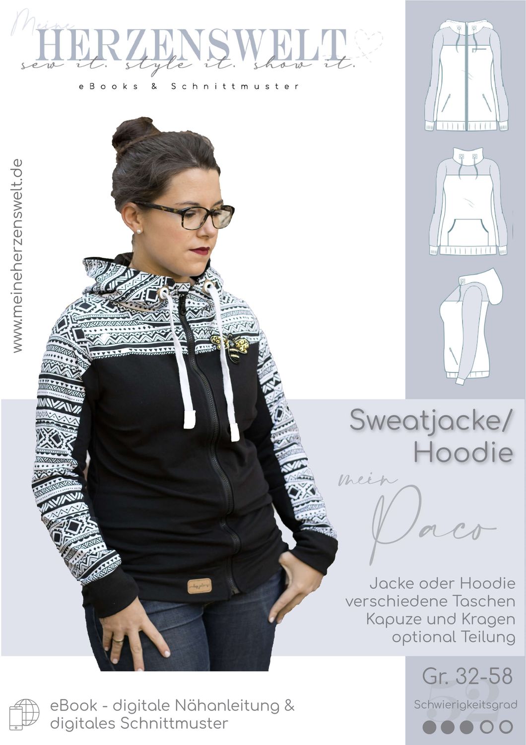Sweatjacke - Paco Damen - Schnittmuster eBook-1 Sweatjacke - Paco Damen - Schnittmuster eBook-1