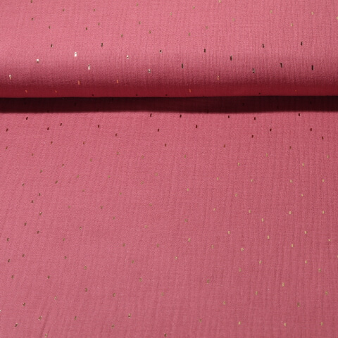 Baumwolle Musselin - Double Gauze  Ministriche  Foilprint Gold Beere