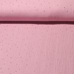 Mousseline en coton - Double gaze Petits traits Doré Vieux rose