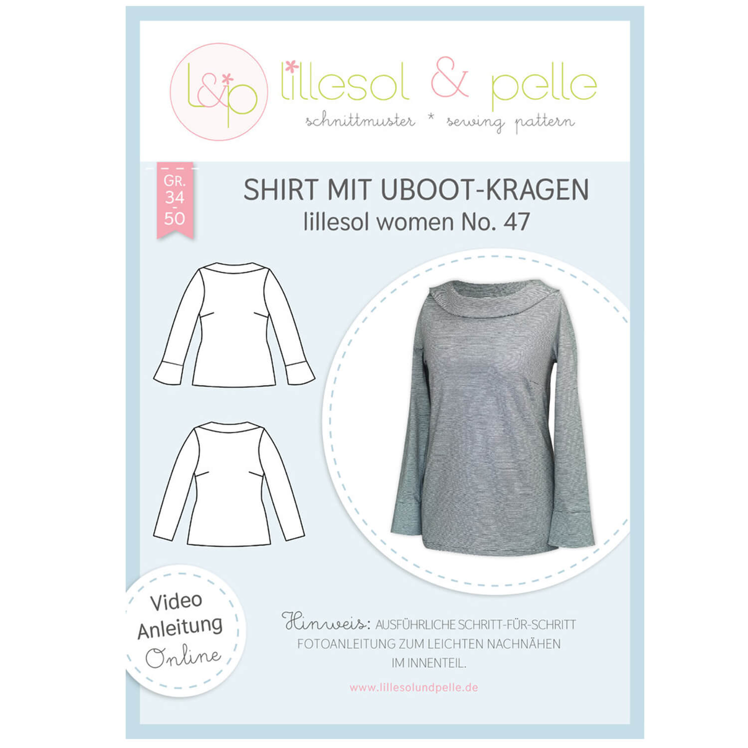Shirt mit U-Boot Kragen - lillesol women No.47 - Papierschnittmuster-0 Shirt mit U-Boot Kragen - lillesol women No.47 - Papierschnittmuster-0