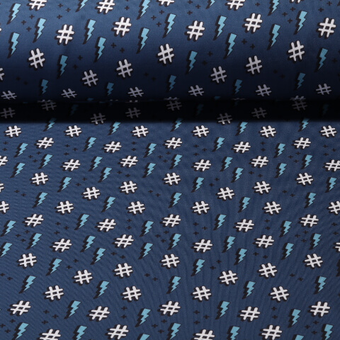 Jersey bio Albstoffe Shield - au mètre Bleu clair Multicolore