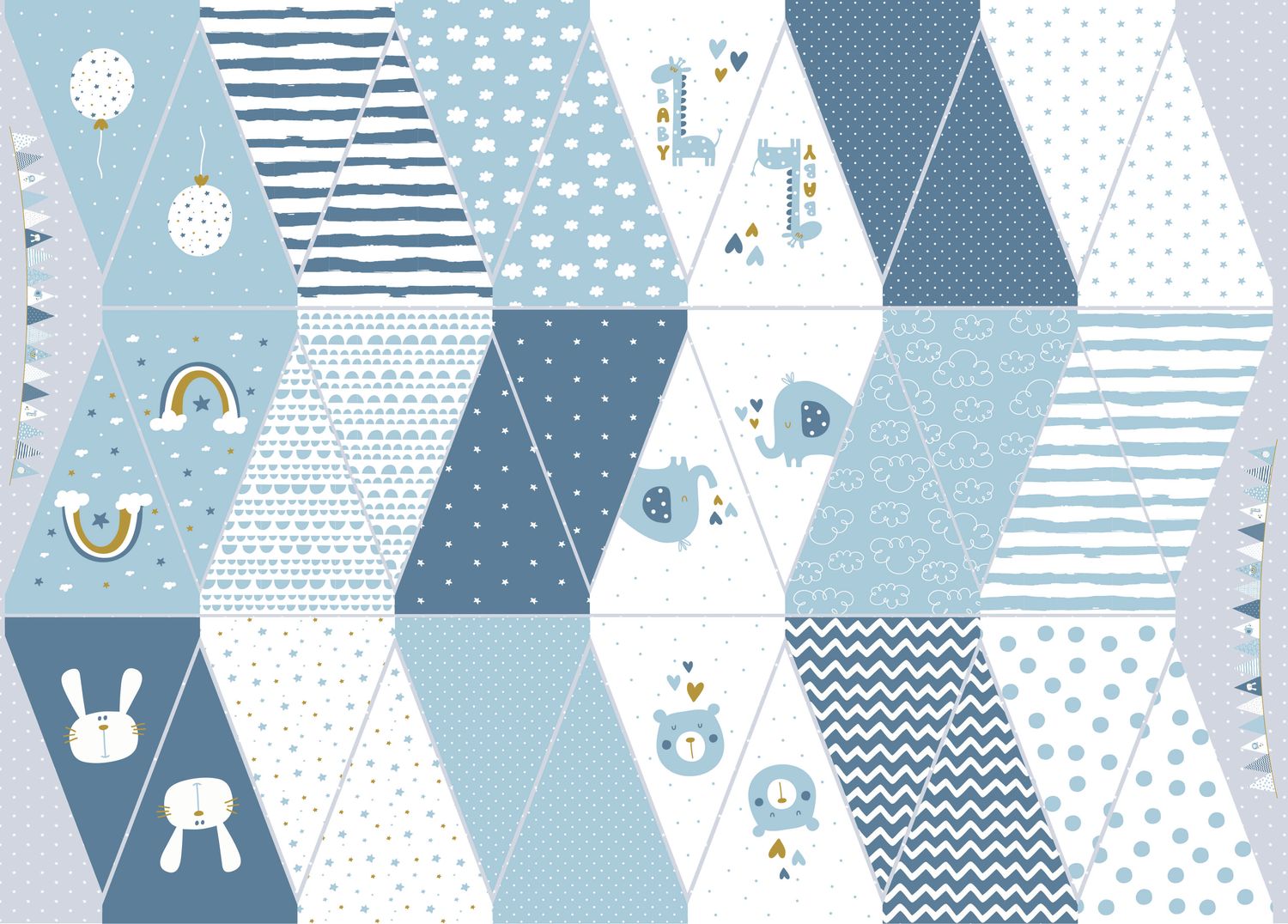 Panel Baumwolle - Baby Wimpelkette Hellblau Multicolor-0 Panel Baumwolle - Baby Wimpelkette Hellblau Multicolor-0