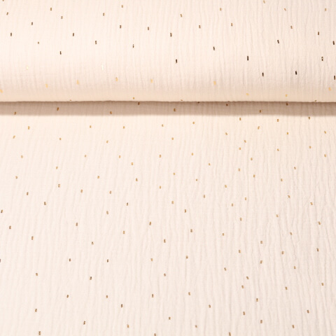 Baumwolle Musselin - Double Gauze  Ministriche  Foilprint Gold Creme