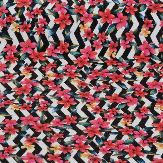 Simili synthétique imprimé - Fleurs en chevron Simili synthétique imprimé - Fleurs en chevron