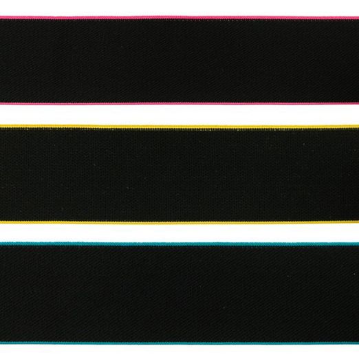 Ruban élastique bord coloré 40mm - au mètre Ruban élastique bord coloré 40mm - au mètre