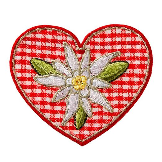 Patch Karoherz - rot mit Edelweiß Patch Karoherz - rot mit Edelweiß