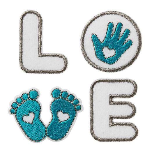 Ecusson thermocollant Baby Love - Turquoise