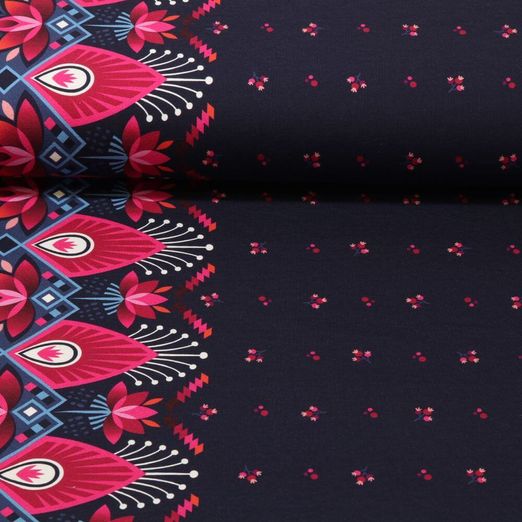 Jersey gemustert - Hamburger Liebe Sweet Home Dinner Party Navy 