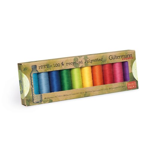 Jeu de fils à coudre Gütermann rPET Arc-en-ciel Jeu de fils à coudre Gütermann rPET Arc-en-ciel