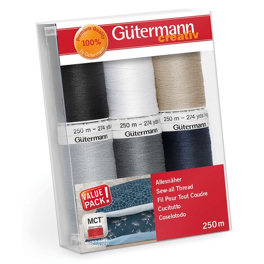 Fil universel Gütermann - set neutre 6 x 250m Fil universel Gütermann - set neutre 6 x 250m
