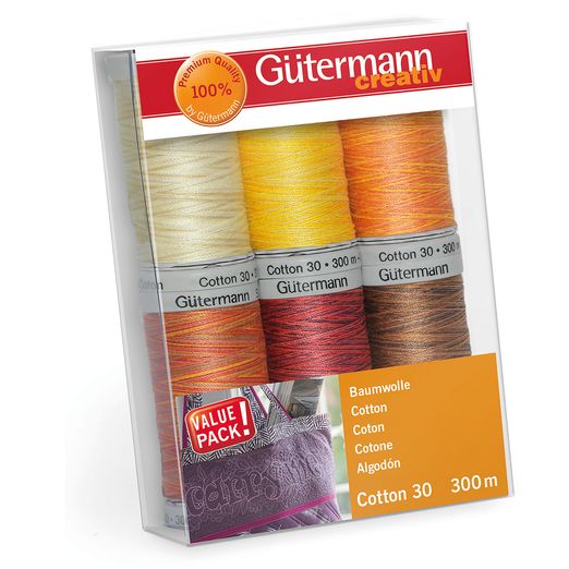 Set de coton Gütermann - jaune-rouge 6 x 300m