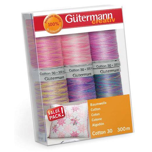 Set de coton Gütermann - rose-violet 6 x 300m