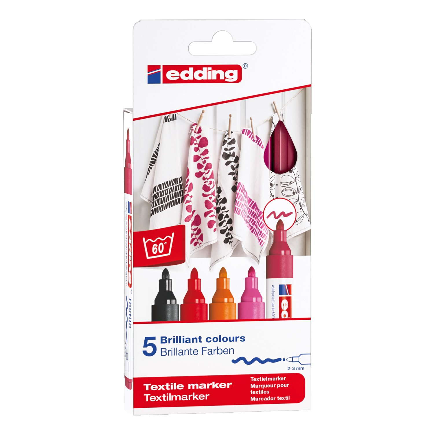 EDDING Marqueur pour textiles 4500 - Couleurs chaudes - Lot de 5-0 EDDING Marqueur pour textiles 4500 - Couleurs chaudes - Lot de 5-0