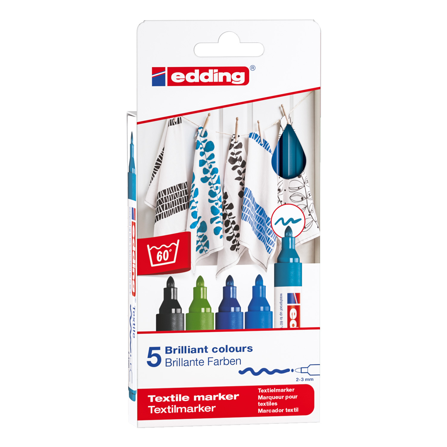 EDDING Marqueur pour textiles 4500 - Couleurs froides - Ensemble de 5-0 EDDING Marqueur pour textiles 4500 - Couleurs froides - Ensemble de 5-0