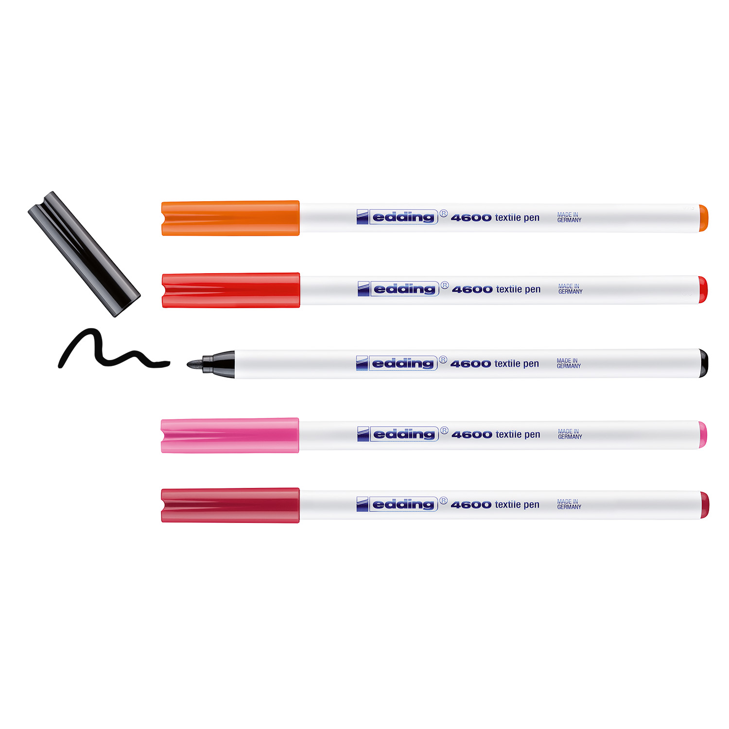 Stylo EDDING Textile 4600 - Couleurs chaudes - Lot de 5-1 Stylo EDDING Textile 4600 - Couleurs chaudes - Lot de 5-1