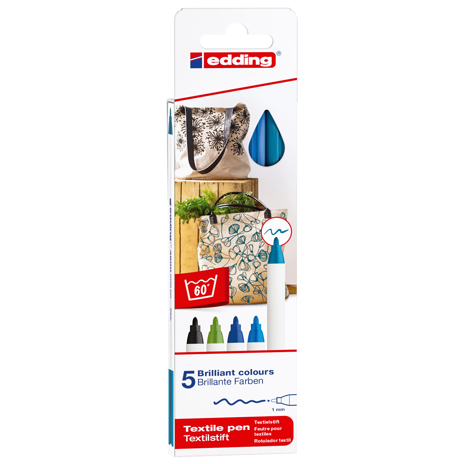 Stylo EDDING Textile 4600 - Couleurs froides - Lot de 5-0 Stylo EDDING Textile 4600 - Couleurs froides - Lot de 5-0