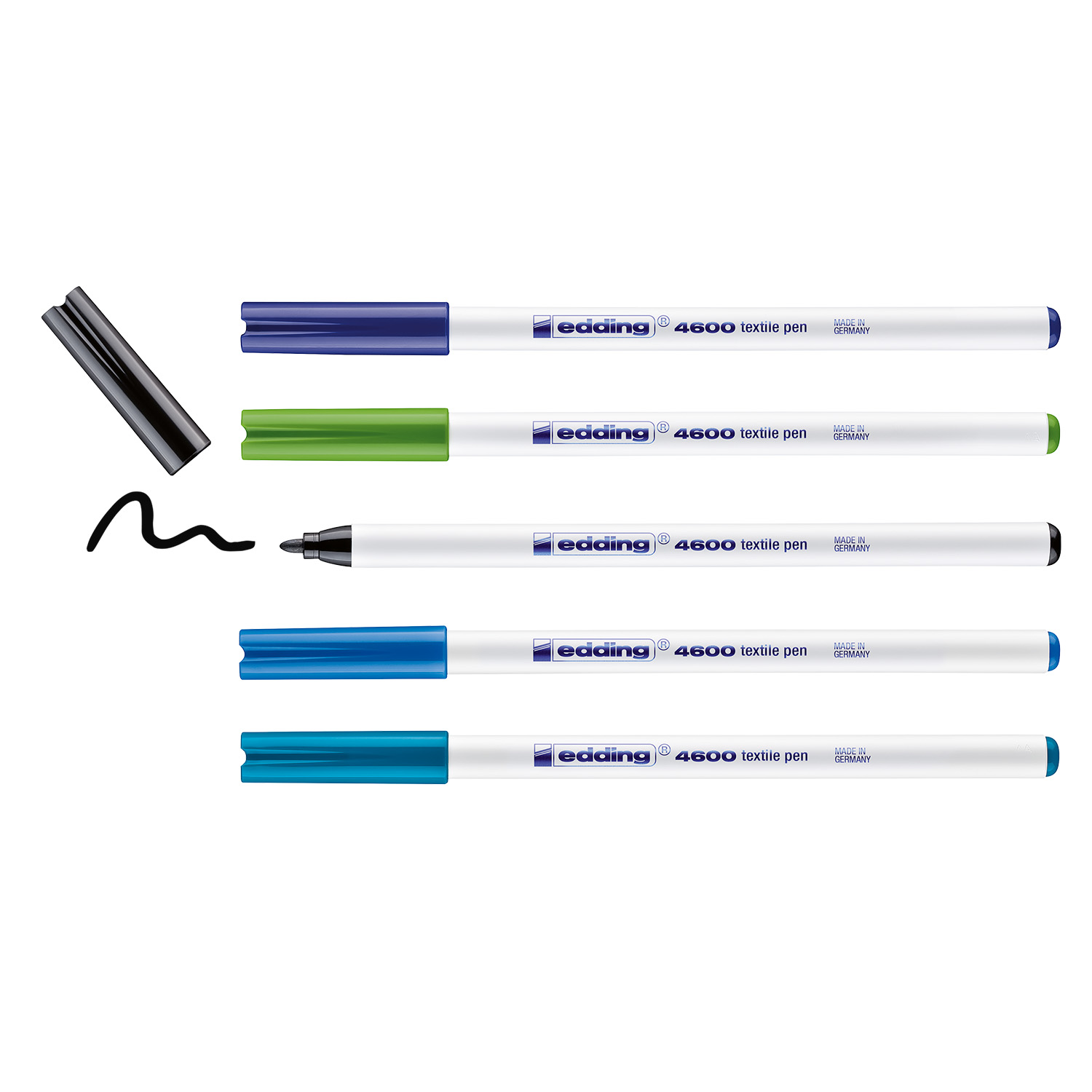 Stylo EDDING Textile 4600 - Couleurs froides - Lot de 5-1 Stylo EDDING Textile 4600 - Couleurs froides - Lot de 5-1