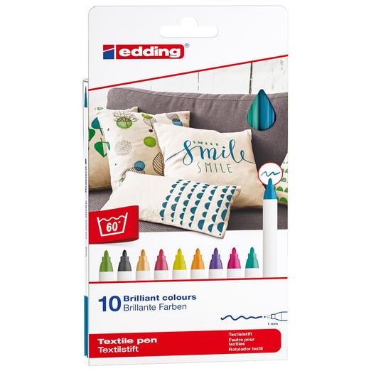 Stylo EDDING Textile 4600 - Fun Colours - Lot de 10 Stylo EDDING Textile 4600 - Fun Colours - Lot de 10