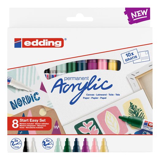 EDDING Set de marqueurs acryliques - Nordique - Lot de 8 EDDING Set de marqueurs acryliques - Nordique - Lot de 8