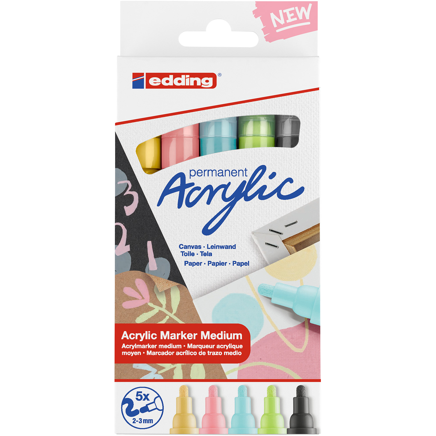 EDDING Acrylmarker medium - Pastell - 5er Set -0 EDDING Acrylmarker medium - Pastell - 5er Set -0