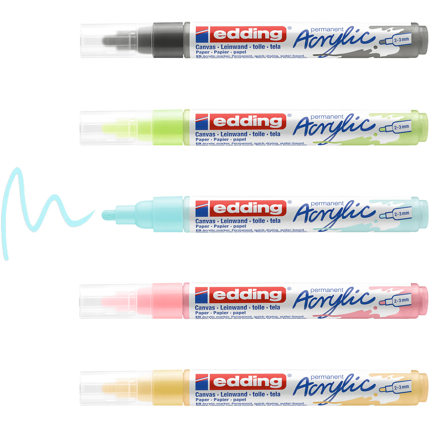 EDDING Acrylmarker medium - Pastell - 5er Set -1 EDDING Acrylmarker medium - Pastell - 5er Set -1