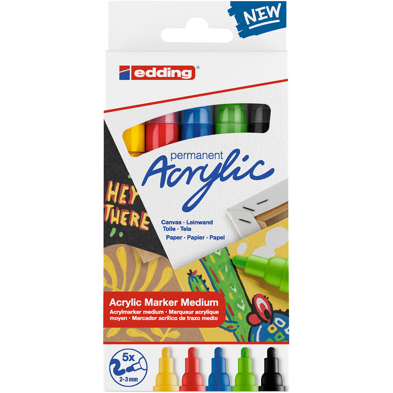 EDDING Acrylmarker medium - Basic - 5er Set -0 EDDING Acrylmarker medium - Basic - 5er Set -0