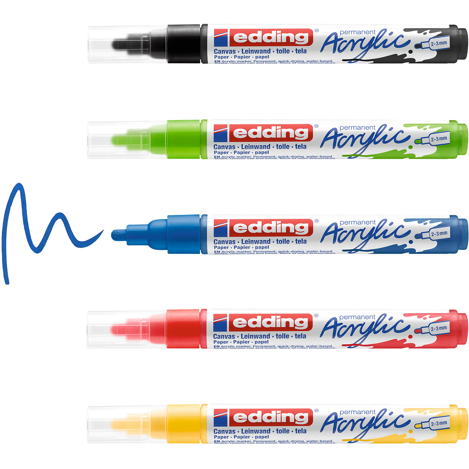 EDDING Acrylmarker medium - Basic - 5er Set -1 EDDING Acrylmarker medium - Basic - 5er Set -1