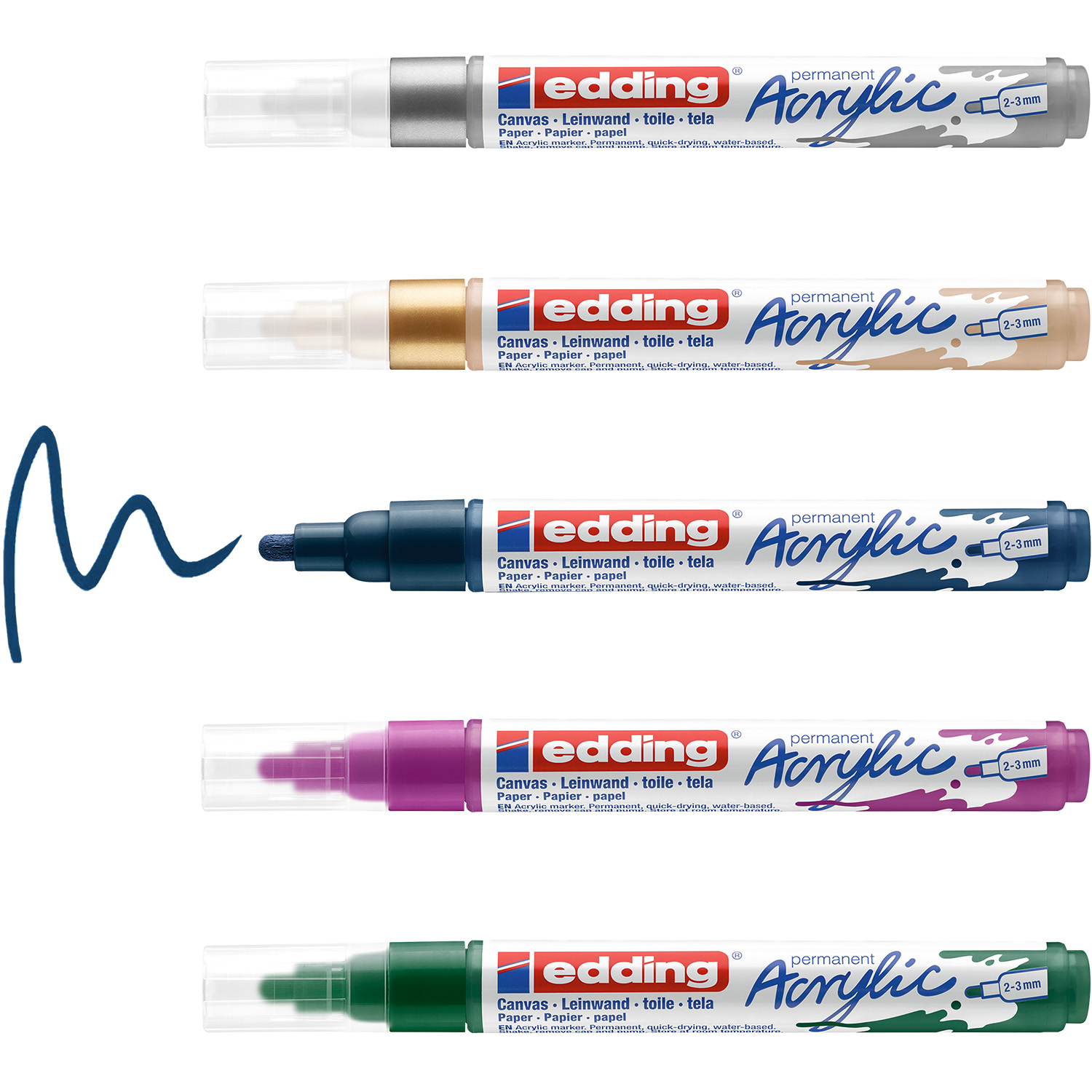 EDDING Acrylmarker medium - Festlich - 5er Set -1 EDDING Acrylmarker medium - Festlich - 5er Set -1