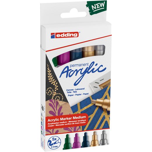 EDDING Acrylmarker medium - Festlich - 5er Set EDDING Acrylmarker medium - Festlich - 5er Set