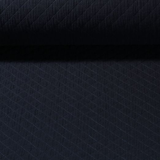 Mousseline de coton matelassée - Antonia - Bleu marine foncé