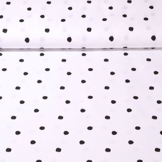 Popeline de coton - Points dessinés blanc cassé