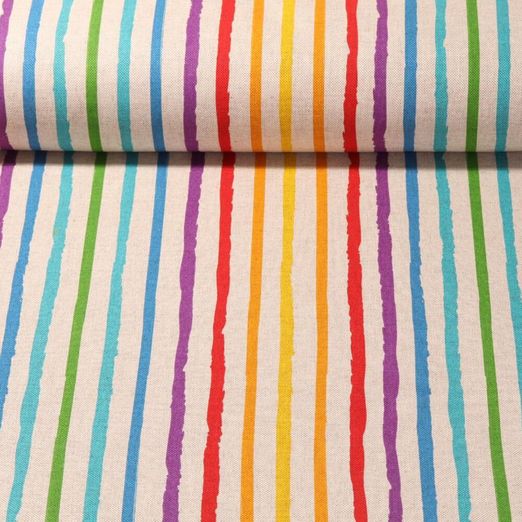 Canvas - Regenbogenstreifen Leinenlook Beige 