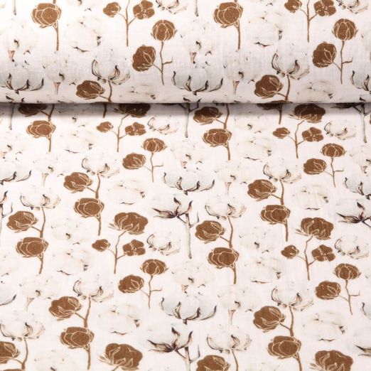 Mousseline de coton - Bush en coton Impression numérique Blanc cassé