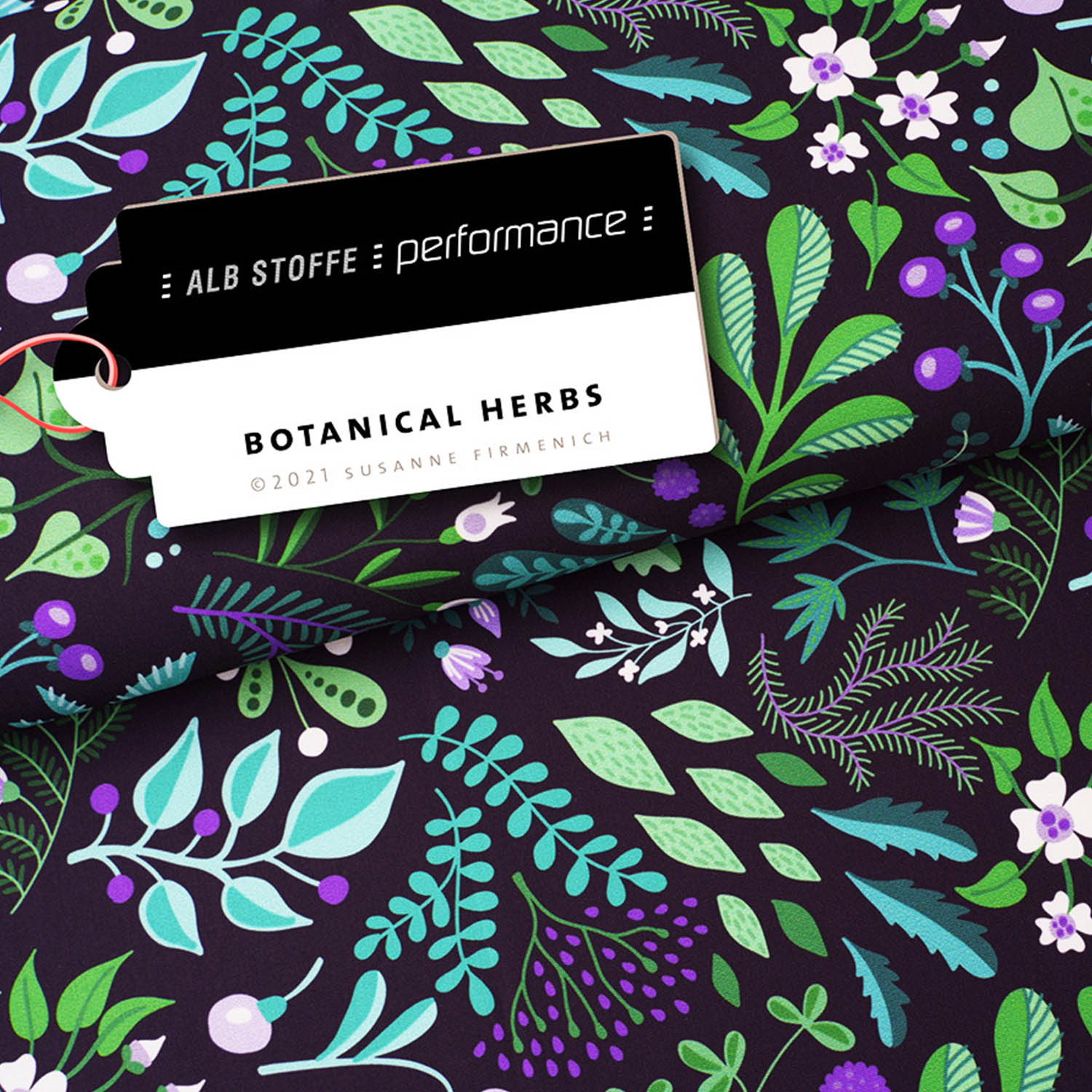 Tissu Albstoffe - Collection Performance - Botanical Herbs Noir-0 Tissu Albstoffe - Collection Performance - Botanical Herbs Noir-0