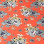 Kunstleder Blumen orangerot - Meterware