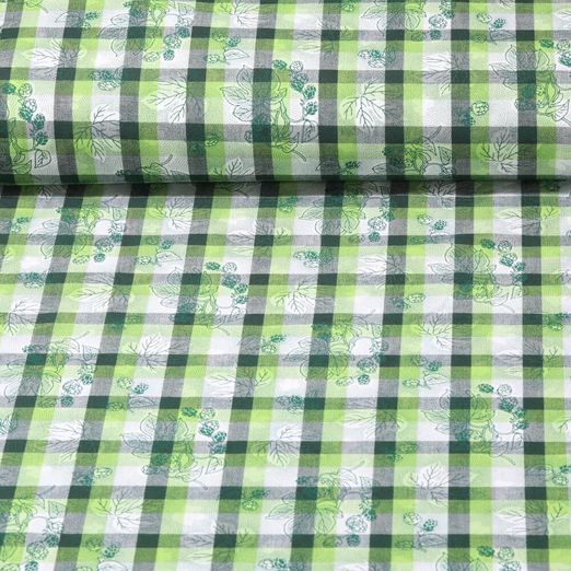 Tissu traditionnel - Tissu Dirndl Niki vrille houblon à carreaux Vert