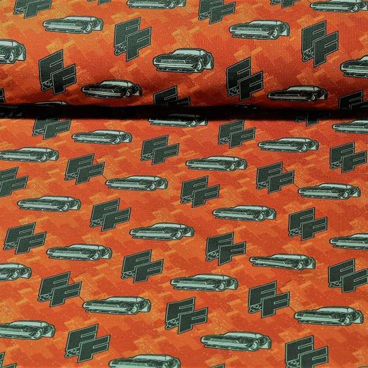 Sweat été - French Terry Impression numérique Fast & Furious - orange