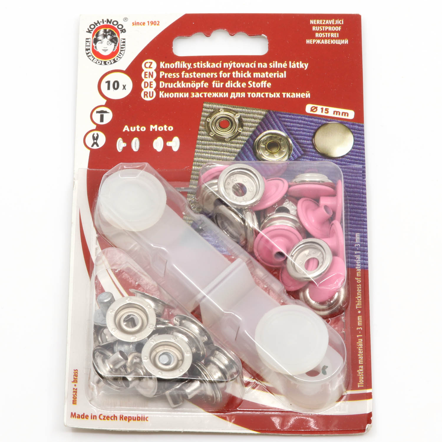 Boutons-pression Anorak Couleur 15mm avec outil - 10 pièces-0 Boutons-pression Anorak Couleur 15mm avec outil - 10 pièces-0