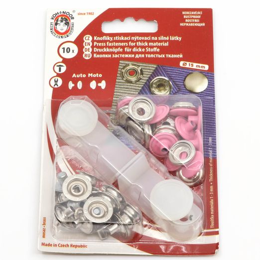 Boutons-pression Anorak Couleur 15mm avec outil - 10 pièces Boutons-pression Anorak Couleur 15mm avec outil - 10 pièces
