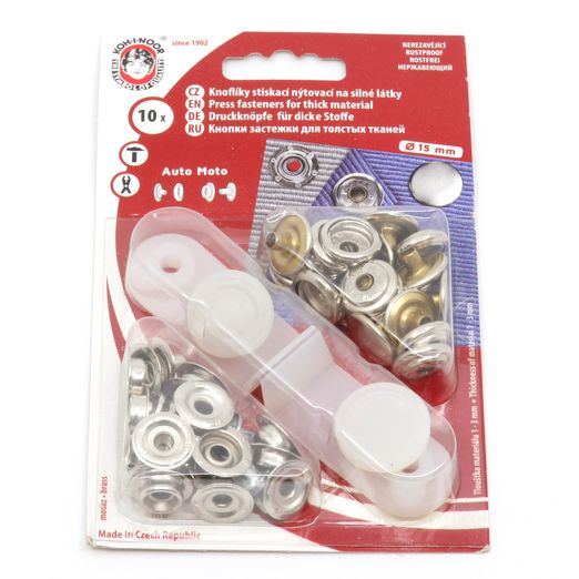 Boutons pression Anorak Classic 15mm avec outil - 10 pièces