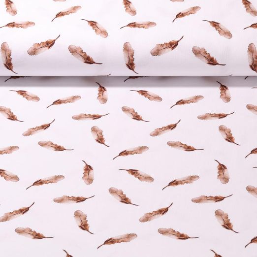Jersey bio - Aquarelle Plumes blanc brun