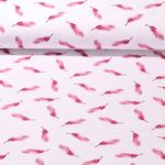 Jersey bio - Aquarelle Plumes Blanc Rose