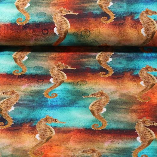 Jersey - Digitaldruck Seepferdchen Multicolor