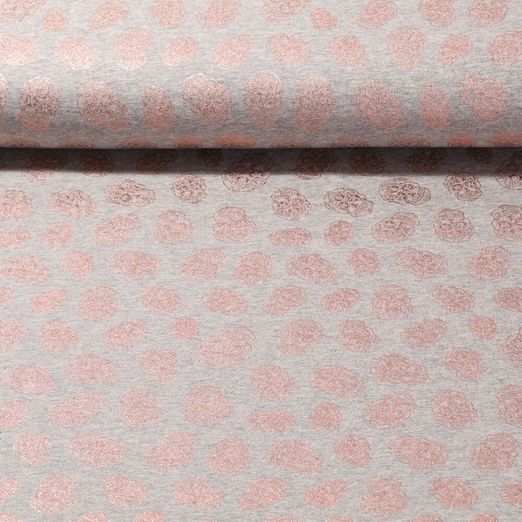 Jersey - Foilprint Totenkopf Grau Melange Rose