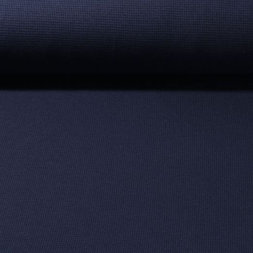 Jersey gaufré double couche Sonja - Bleu marine foncé uni
