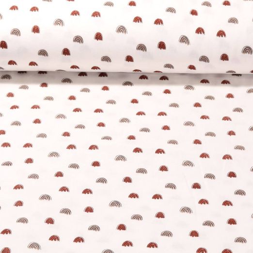 Mousseline de coton - Petits arcs Ecru Sable Texture lisse