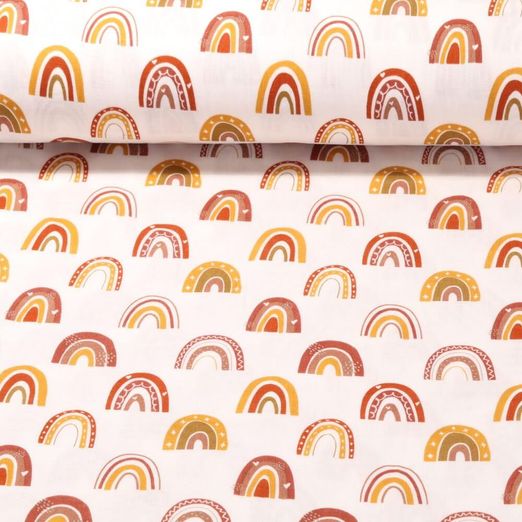 Mousseline de coton bio - Arches Ecru Rouille Texture lisse