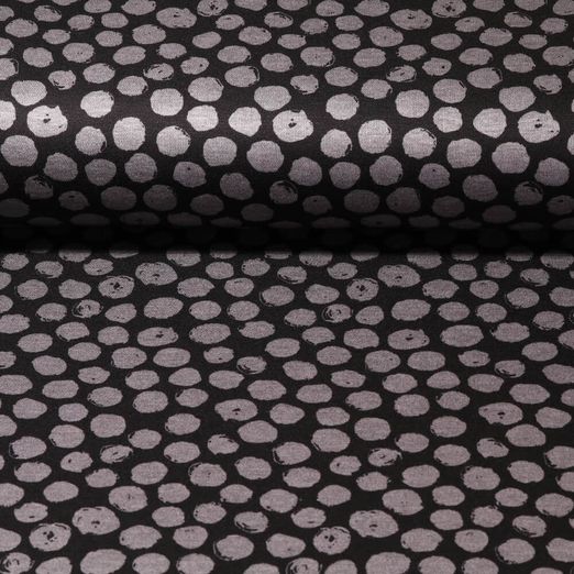 Tissu habillement - Pois Noirs Gris Foncé