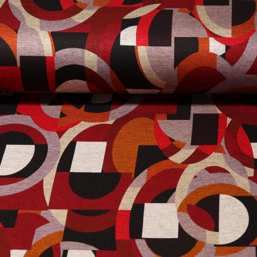Tissu habillement  - Mélange de formes - rouge