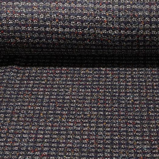 Tissu habillement  - Bouclé - bleu marine brillant